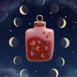 Hand Painted Moon & Stars Boho Womens Charm Necklace Pendant Handmade Charms NEW